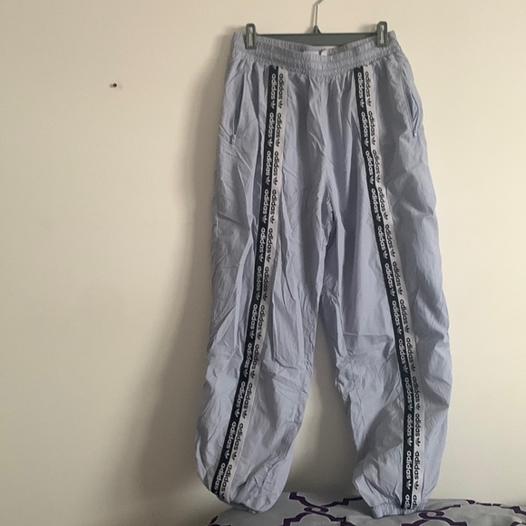 L | Blue Adidas Windbreaker Pants - Picture 1 of 4